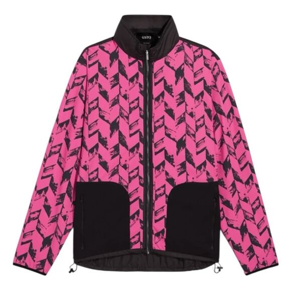 GSTQ Reversible Jacket Pink Black Herringbone Men's XS / Woman's L - Picture 1 of 8